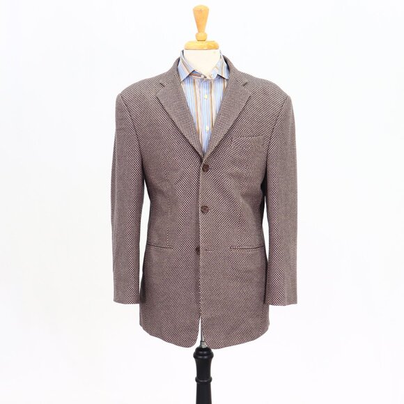 Bespoke 40R Brown Wool 3-Button Birdseye Sport Coat Blazer Jacket P047